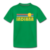 Indiana Youth T-Shirt - Retro Sunrise Youth Indiana Tee - kelly green