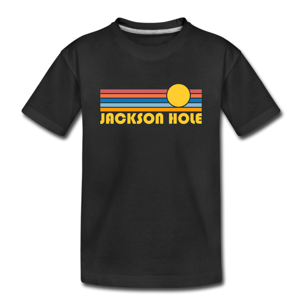 Jackson Hole, Wyoming Youth T-Shirt - Retro Sunrise Youth Jackson Hole Tee - black