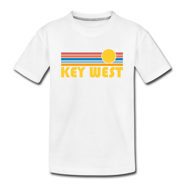 Key West, Florida Youth T-Shirt - Retro Sunrise Youth Key West Tee - white