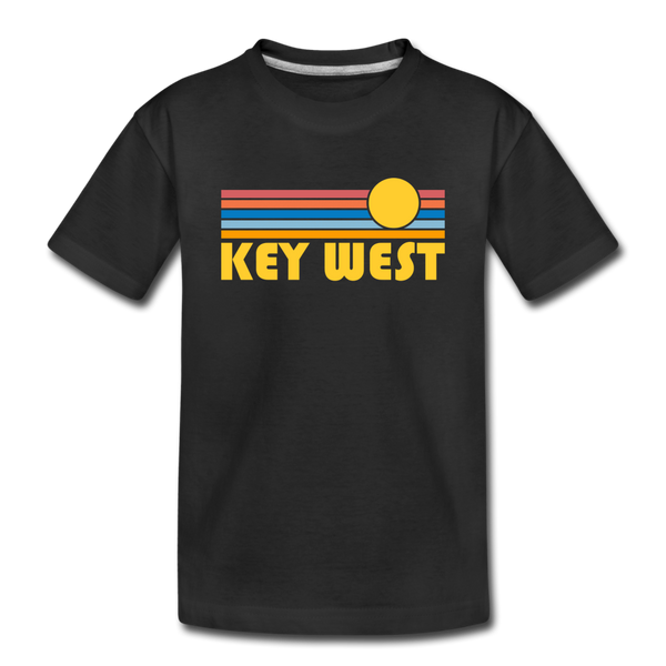 Key West, Florida Youth T-Shirt - Retro Sunrise Youth Key West Tee - black