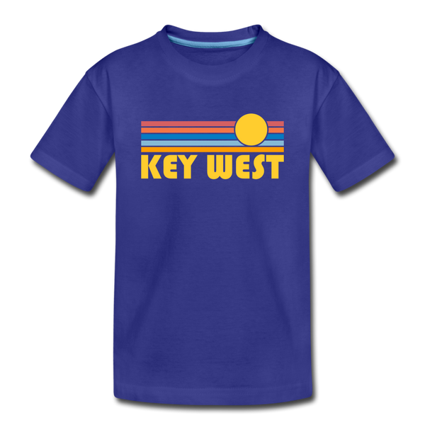 Key West, Florida Youth T-Shirt - Retro Sunrise Youth Key West Tee - royal blue