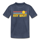 Key West, Florida Youth T-Shirt - Retro Sunrise Youth Key West Tee - heather blue