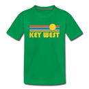 Key West, Florida Youth T-Shirt - Retro Sunrise Youth Key West Tee - kelly green