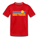 Lake Tahoe, California Youth T-Shirt - Retro Sunrise Youth Lake Tahoe Tee - red