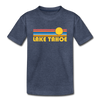Lake Tahoe, California Youth T-Shirt - Retro Sunrise Youth Lake Tahoe Tee - heather blue