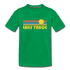 Lake Tahoe, California Youth T-Shirt - Retro Sunrise Youth Lake Tahoe Tee - kelly green