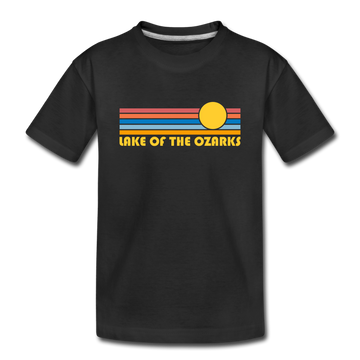 Lake of the Ozarks, Missouri Youth T-Shirt - Retro Sunrise Youth Lake of the Ozarks Tee - black