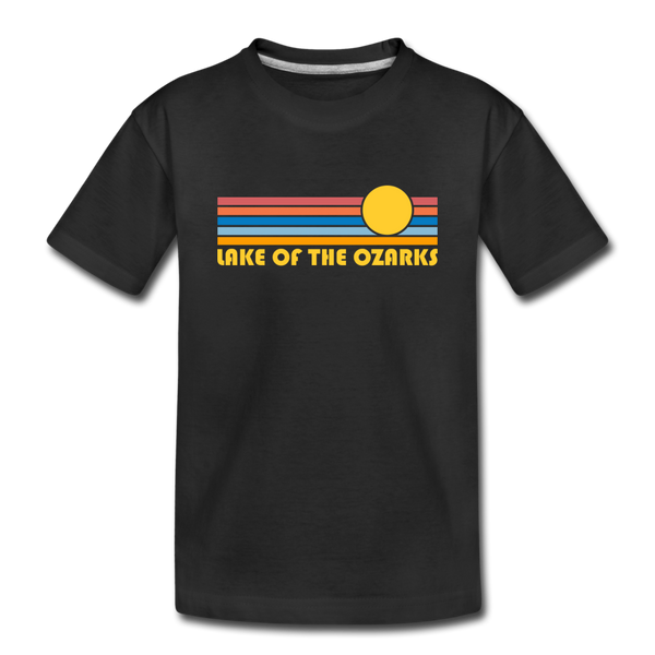 Lake of the Ozarks, Missouri Youth T-Shirt - Retro Sunrise Youth Lake of the Ozarks Tee - black