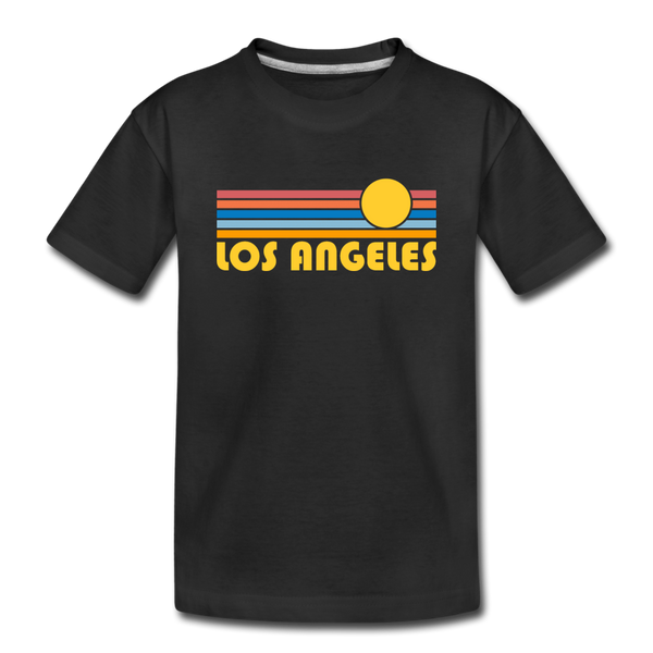 Los Angeles, California Youth T-Shirt - Retro Sunrise Youth Los Angeles Tee - black