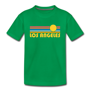Los Angeles, California Youth T-Shirt - Retro Sunrise Youth Los Angeles Tee - kelly green
