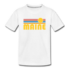 Maine Youth T-Shirt - Retro Sunrise Youth Maine Tee - white