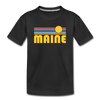 Maine Youth T-Shirt - Retro Sunrise Youth Maine Tee - black