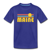 Maine Youth T-Shirt - Retro Sunrise Youth Maine Tee - royal blue