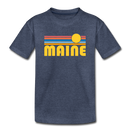 Maine Youth T-Shirt - Retro Sunrise Youth Maine Tee - heather blue