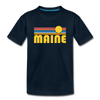 Maine Youth T-Shirt - Retro Sunrise Youth Maine Tee - deep navy