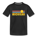 Michigan Youth T-Shirt - Retro Sunrise Youth Michigan Tee - black