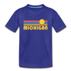 Michigan Youth T-Shirt - Retro Sunrise Youth Michigan Tee - royal blue