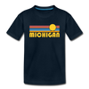 Michigan Youth T-Shirt - Retro Sunrise Youth Michigan Tee - deep navy