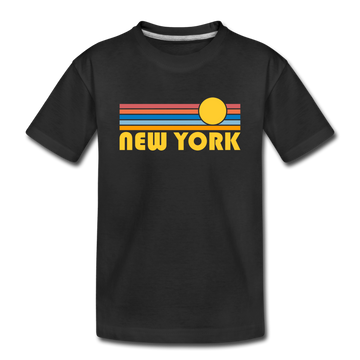 New York, New York Youth T-Shirt - Retro Sunrise Youth New York Tee - black