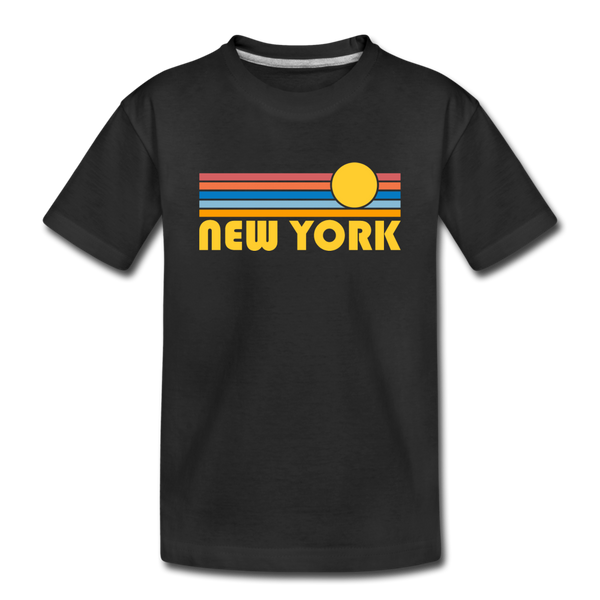 New York, New York Youth T-Shirt - Retro Sunrise Youth New York Tee - black