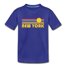 New York, New York Youth T-Shirt - Retro Sunrise Youth New York Tee - royal blue