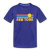 New York, New York Youth T-Shirt - Retro Sunrise Youth New York Tee - royal blue