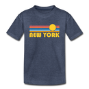 New York, New York Youth T-Shirt - Retro Sunrise Youth New York Tee - heather blue