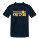 New York, New York Youth T-Shirt - Retro Sunrise Youth New York Tee - deep navy
