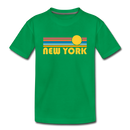 New York, New York Youth T-Shirt - Retro Sunrise Youth New York Tee - kelly green