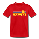 Montana Youth T-Shirt - Retro Sunrise Youth Montana Tee - red