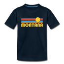 Montana Youth T-Shirt - Retro Sunrise Youth Montana Tee - deep navy