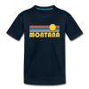 Montana Youth T-Shirt - Retro Sunrise Youth Montana Tee - deep navy