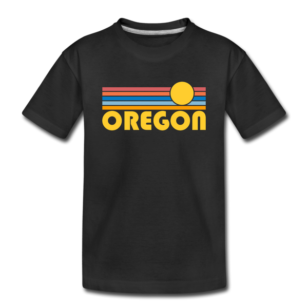 Oregon Youth T-Shirt - Retro Sunrise Youth Oregon Tee - black