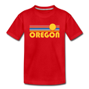 Oregon Youth T-Shirt - Retro Sunrise Youth Oregon Tee - red