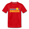 Oregon Youth T-Shirt - Retro Sunrise Youth Oregon Tee - red