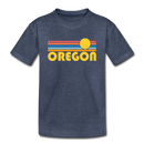 Oregon Youth T-Shirt - Retro Sunrise Youth Oregon Tee - heather blue