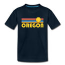Oregon Youth T-Shirt - Retro Sunrise Youth Oregon Tee - deep navy