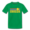 Oregon Youth T-Shirt - Retro Sunrise Youth Oregon Tee - kelly green