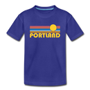 Portland, Oregon Youth T-Shirt - Retro Sunrise Youth Portland Tee - royal blue