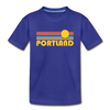 Portland, Oregon Youth T-Shirt - Retro Sunrise Youth Portland Tee - royal blue