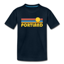 Portland, Oregon Youth T-Shirt - Retro Sunrise Youth Portland Tee - deep navy