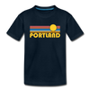 Portland, Oregon Youth T-Shirt - Retro Sunrise Youth Portland Tee - deep navy