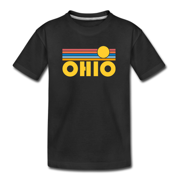 Ohio Youth T-Shirt - Retro Sunrise Youth Ohio Tee - black