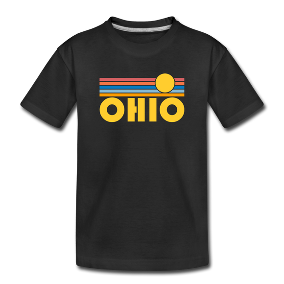Ohio Youth T-Shirt - Retro Sunrise Youth Ohio Tee - black