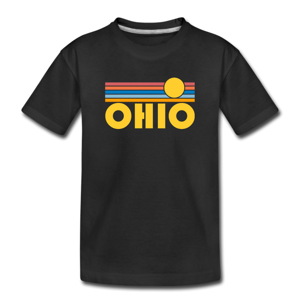 Ohio Youth T-Shirt - Retro Sunrise Youth Ohio Tee - black