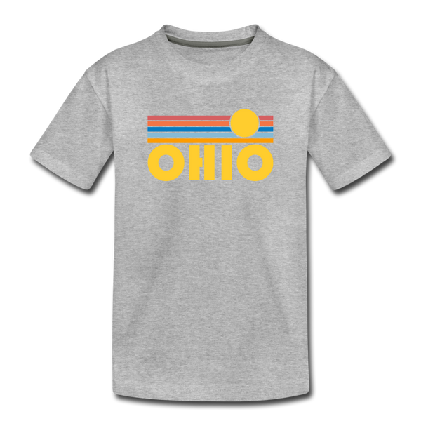 Ohio Youth T-Shirt - Retro Sunrise Youth Ohio Tee - heather gray