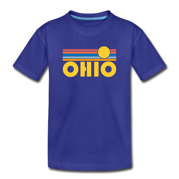Ohio Youth T-Shirt - Retro Sunrise Youth Ohio Tee - royal blue