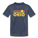 Ohio Youth T-Shirt - Retro Sunrise Youth Ohio Tee - heather blue