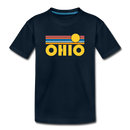 Ohio Youth T-Shirt - Retro Sunrise Youth Ohio Tee - deep navy