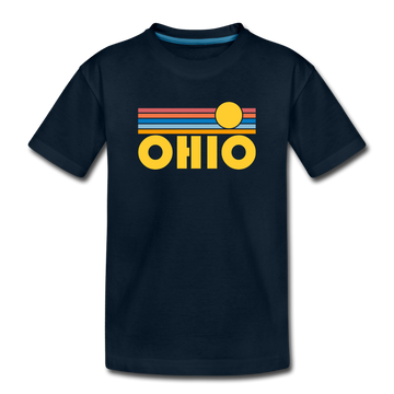 Ohio Youth T-Shirt - Retro Sunrise Youth Ohio Tee - deep navy